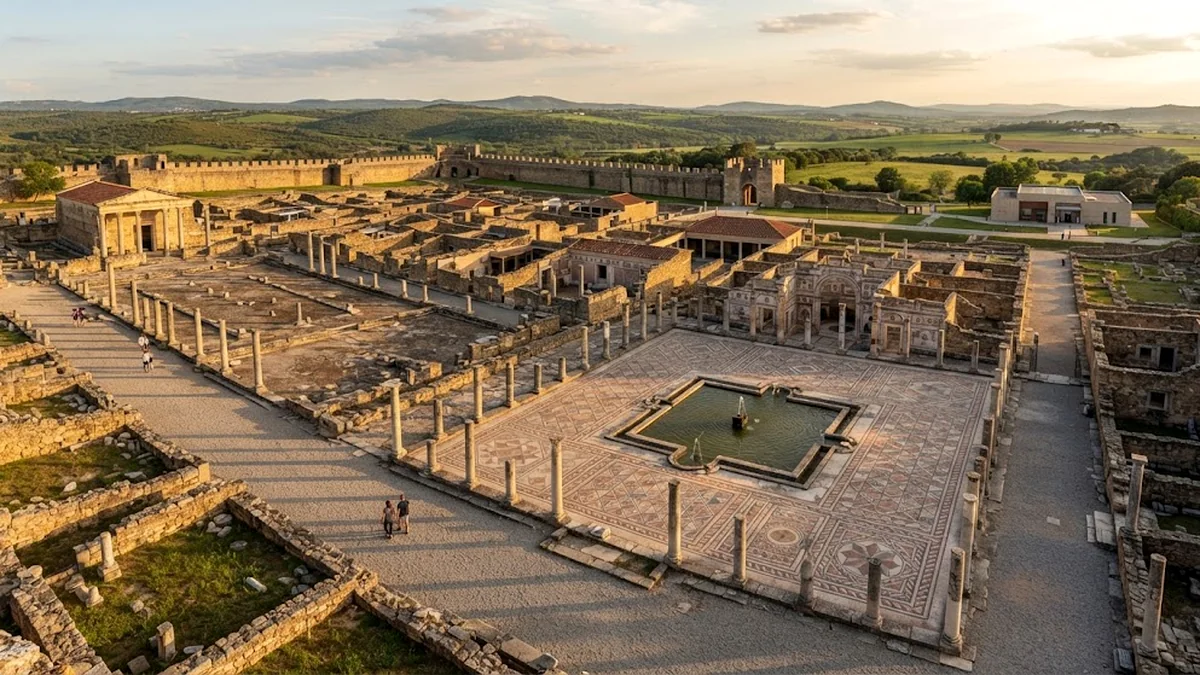 Vista aérea das ruínas romanas de Conímbriga