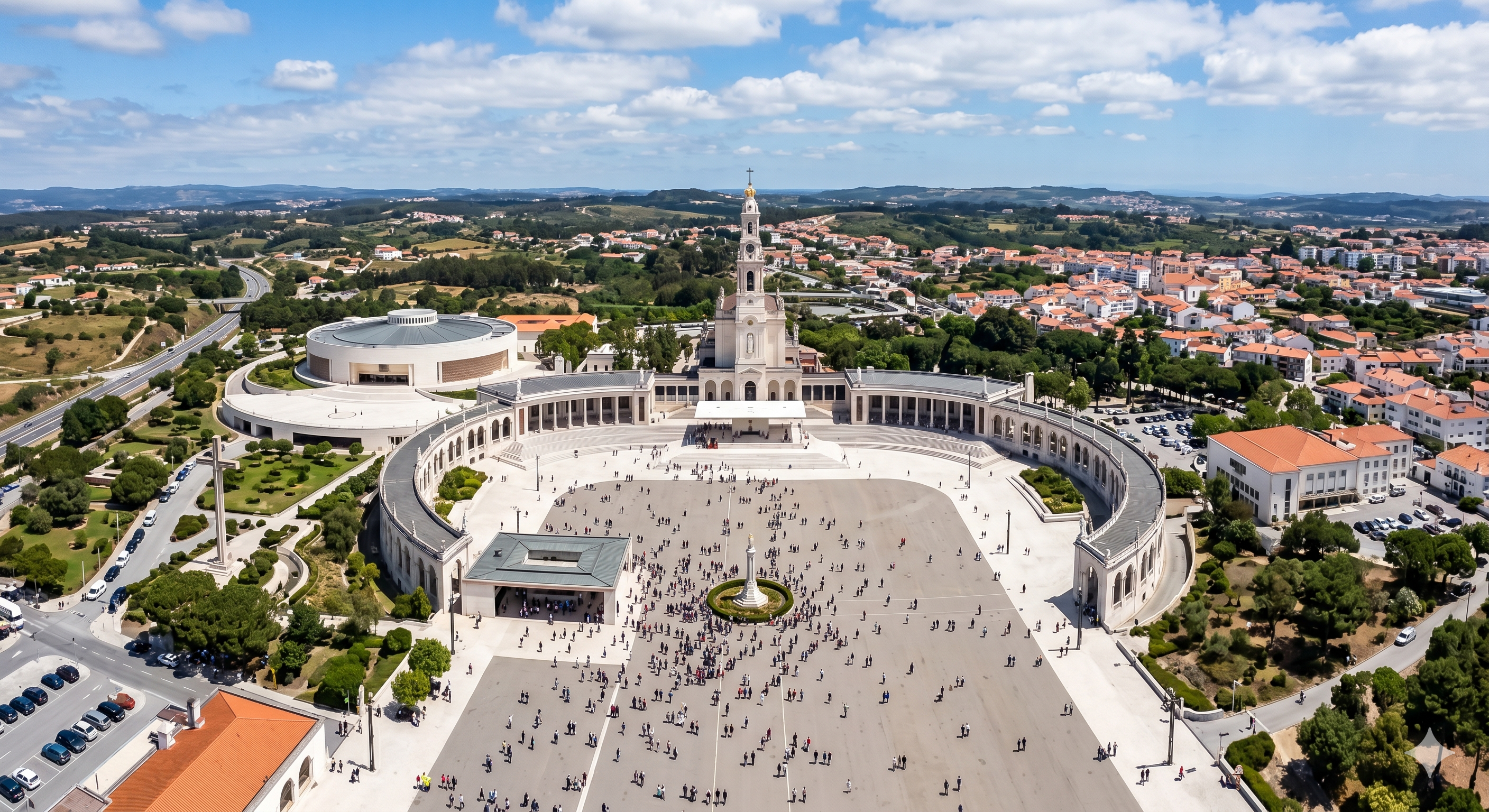 Vista aérea do Santuário de Fátima - Transfer privado do Porto